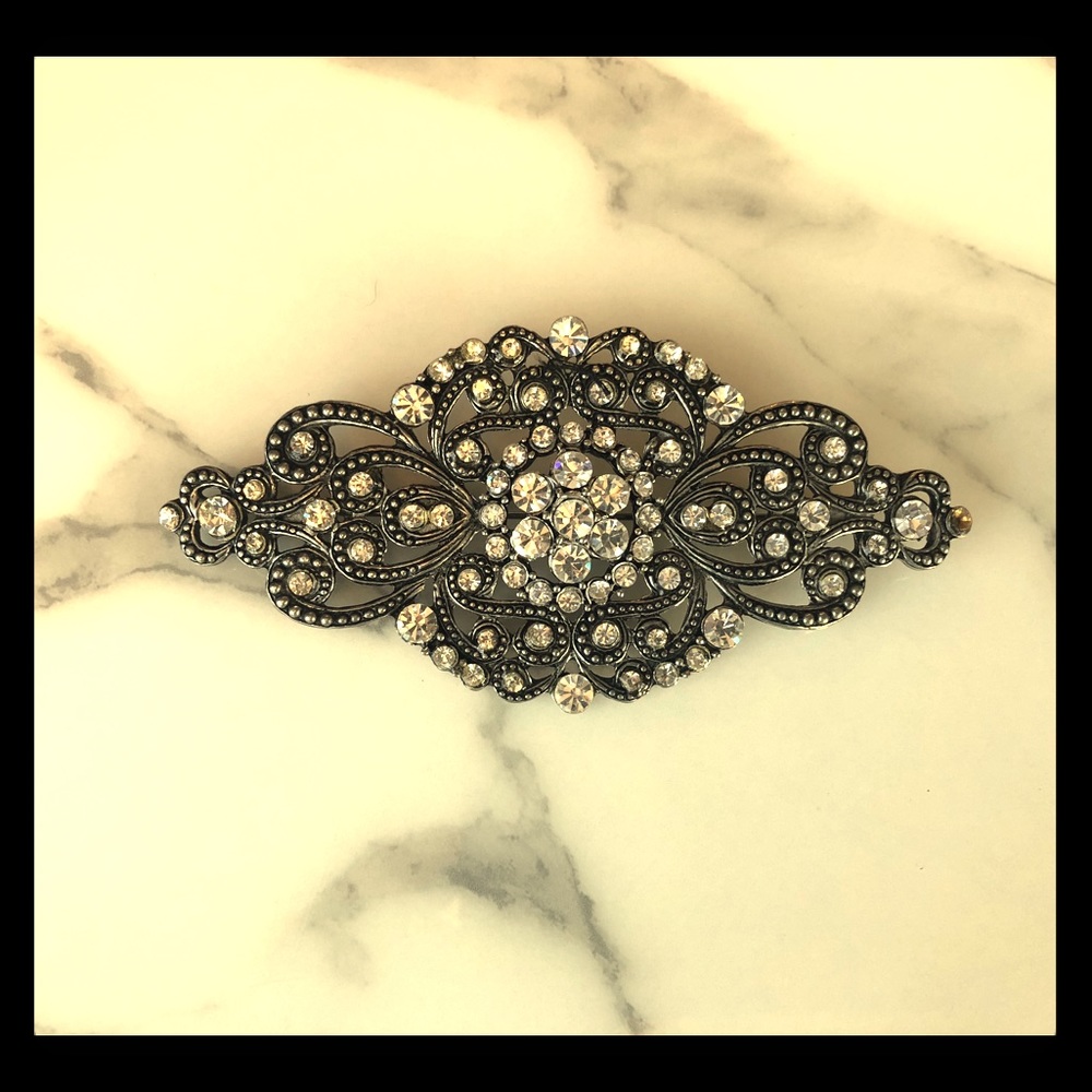 Silver Brooch with Rhinestones - Picture 2 of 5
